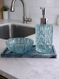 Stormy Kitchen Sink Organizer Set Soap Dispenser Tray Countertop Decor