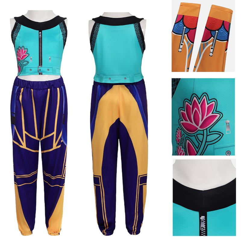 Kpop Demon Hunters Costume Rumi, Halloween Party, K-Pop Demon Hunters Costume Rumi Mira Zoey Outfit Cosplay Accessories, K-Pop Girls Cool Short Sleeve Crop Top Skirt Set, Mira Role Play Costume