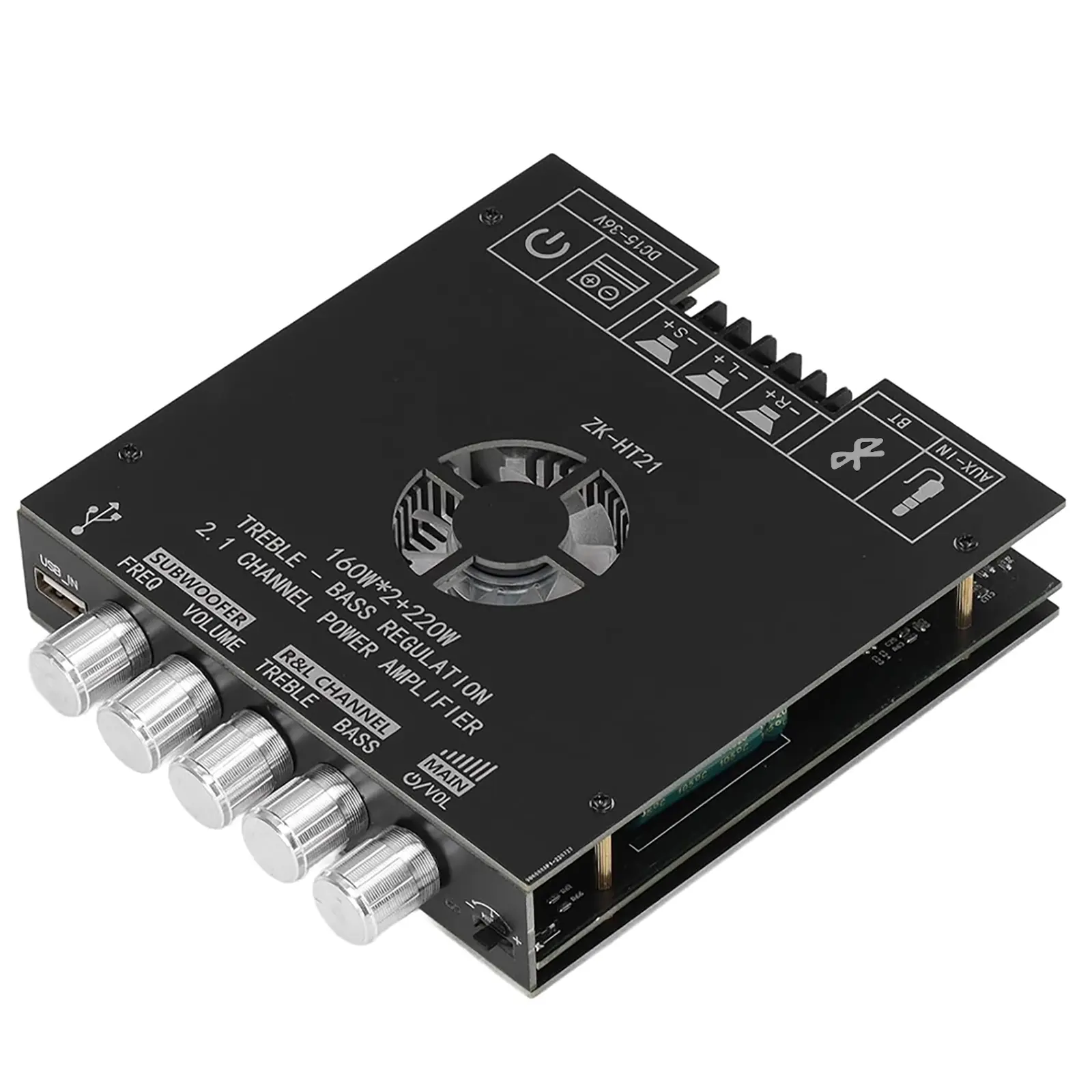 BT Amplifier Board, Bass Amplifier, 2.1 Channel 160W x 2+220W Subwoofer Stereo Mini Audio Power Amplifier Module TDA7498E HiFi Chips,BT USB AUX Input DC 15-36V (Power Adapter Not Included) for DIY Home Speakers External Amplifier