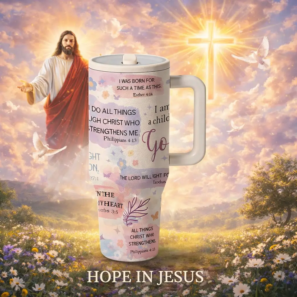 1 Pc Insulated Mug 40oz, Double Wall Vacuum Cup, Leak Proof Large Capacity Skinny Thermal Mug with Handle, Keeps Hot 12 Hours Cold 24 Hours, Bible Verse Design Tumbler, Gift for Women Men, Travel Mug for Coffee Tea, Travel Mugs Insulated For Hot And Cold