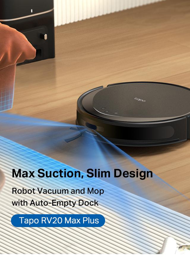 Tapo RV20 Max Plus Ultra-Slim Robot Vacuum and Mop with 5300Pa Suction, MagSLIM LiDAR Navigation, Auto-Empty Dock, 97% Dust Pickup, Alexa & Google Home Compatible - Deep Cleaning Machine Deep Cleaning Machine Automatic Wireless