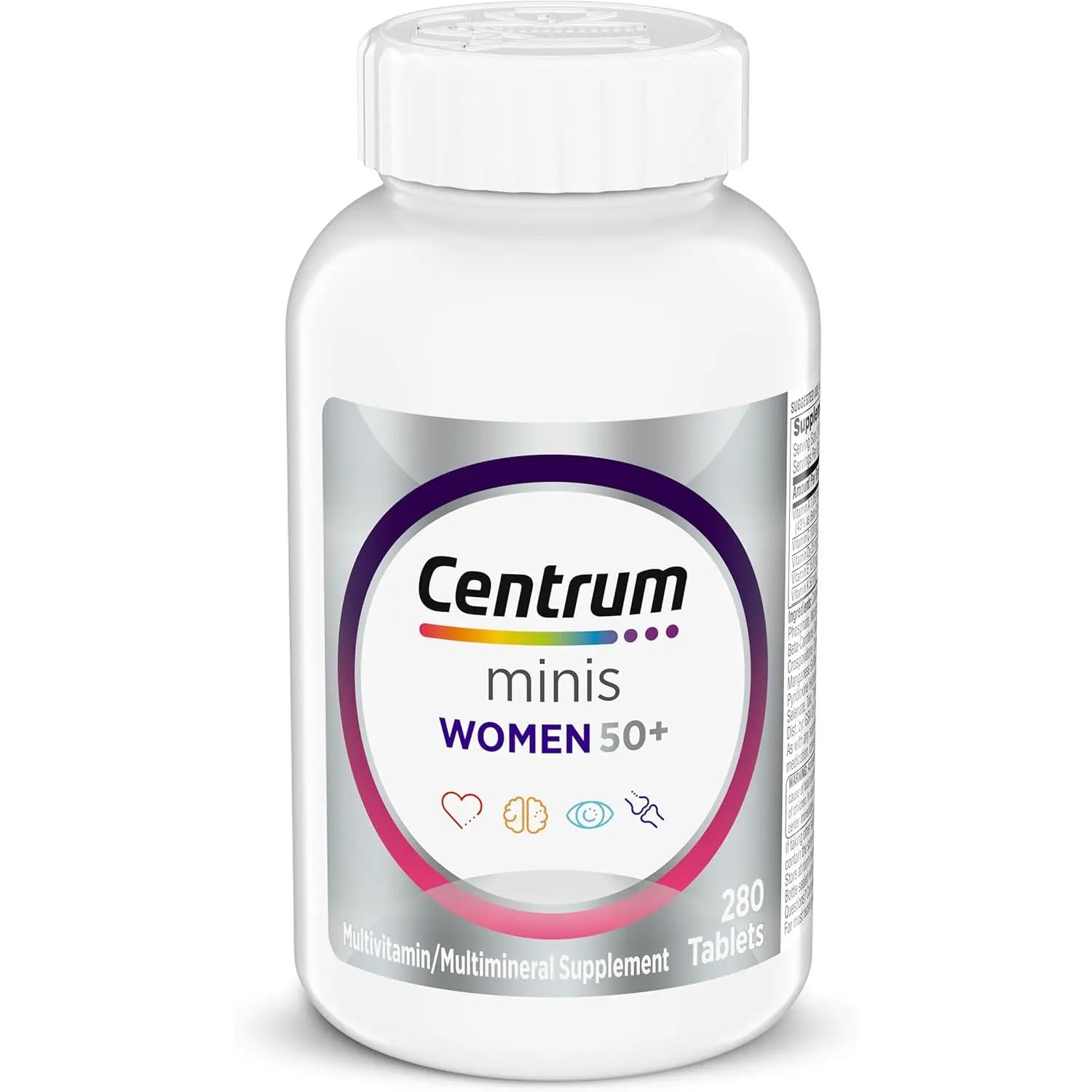 Centrum Minis Silver Women's 50+ Age-Specialized Multivitamin Tablets - 280 Ct Healthcare Supplement with Vitamin D3, B1 B6 B12, Iron, Zinc, Non-GMO Antioxidants, Brain Optimization Support, Age-Specialized Vitamins Supplements, Antioxidants Vitamins Supp