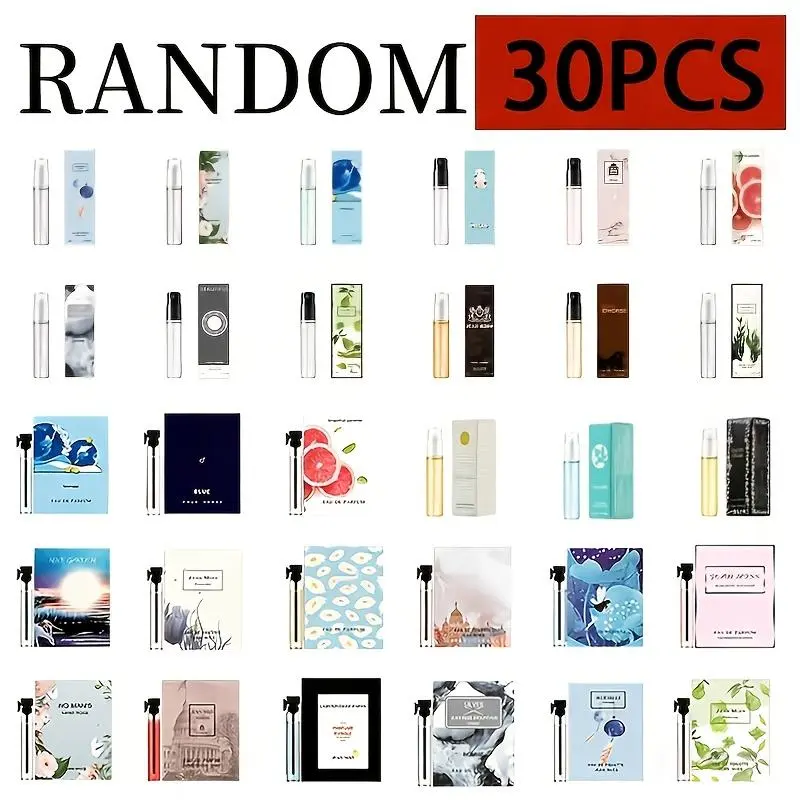 Random 30 PCS Mini Perfume Set, Assorted Travel Size Fragrance Vials with Floral, Fruity, Woody & Musk Scents, Portable Daily Scent Gift Set for Perfume Lovers, Micro-Bottles Fragrance Sets, Pre-Filled Fragrance Sets