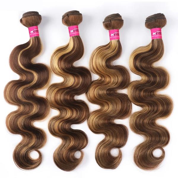 P4/27 Honey Blonde Highlight Body Wave Bundles FB 30 Brown Colored Body Wave Human Hair Weave Bundles Quick Weave Extensions 28 30 Inch #TikTokShopBlackFriday