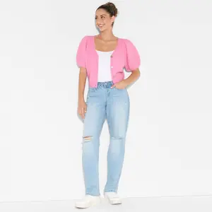 Women's Puff Short Sleeve V-Neck Cardigan - Wild Fable