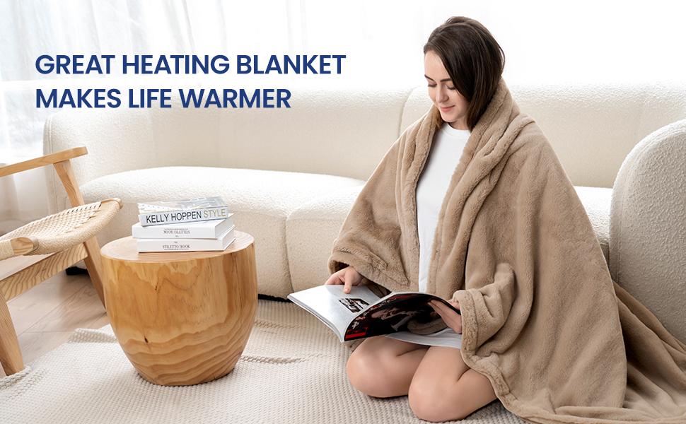 iDOO Heated Blanket Throw,Women's Christmasgift,50"x60", Spring Glow Up, 1-10H Auto Off, Ultra-Soft Double-Sided Flannel, Fast Heating, HD Display, ETL Certified