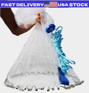 6/8/10/12/16FT Fishing Cast Net Bait Easy Throw Hand Cast Strong Nylon Mesh NEW