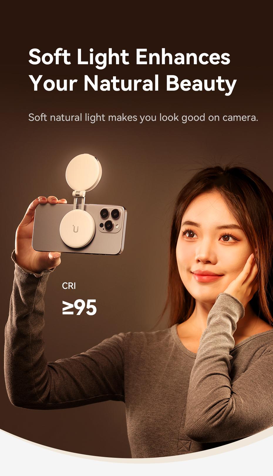 Ulanzi Magnetic Selfie Light LM19, LED Fill Light Compatible with Magsafe, LED Selfie Ring Light