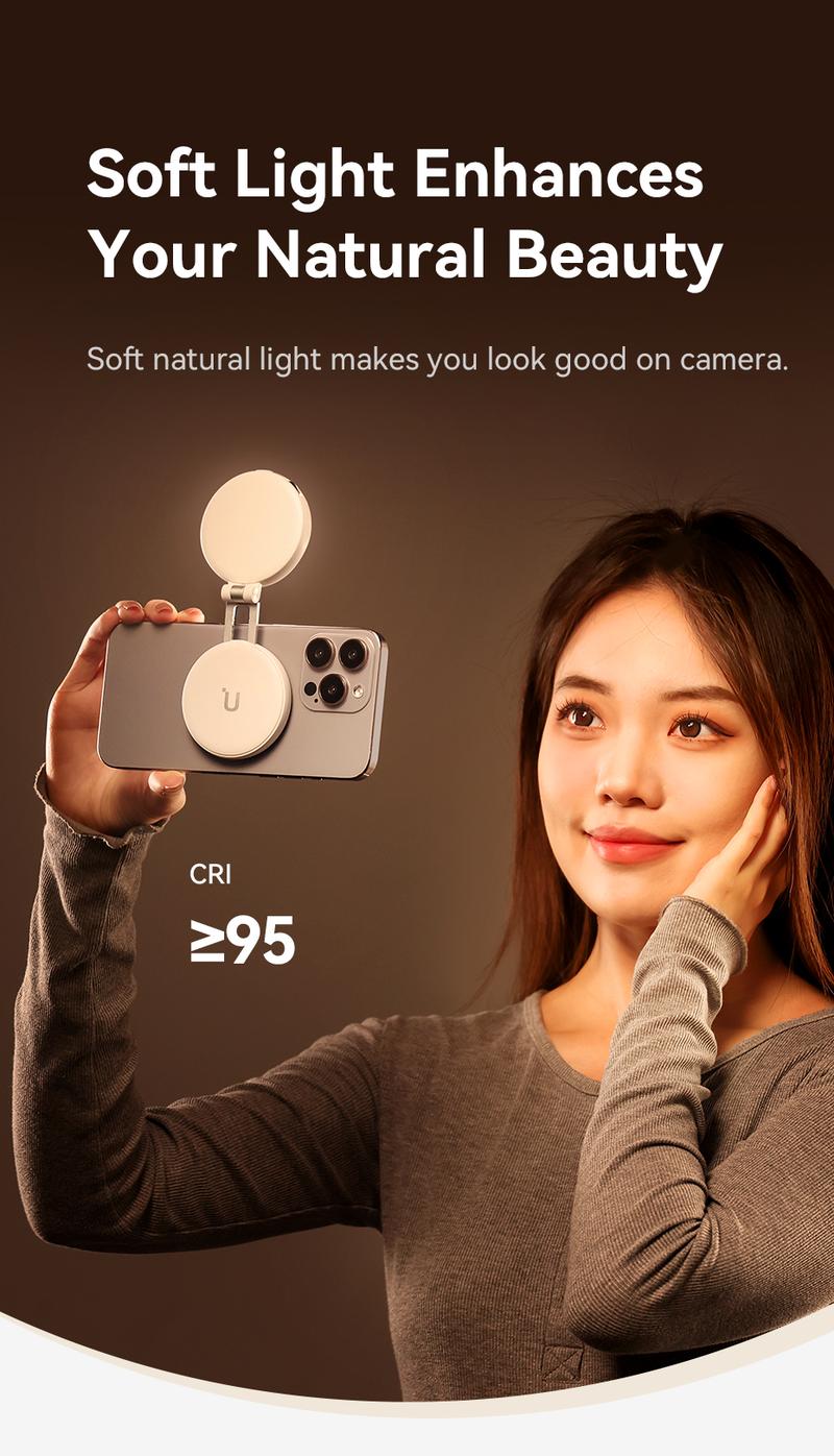 Ulanzi Magnetic Selfie Light LM19, LED Fill Light Compatible with Magsafe, LED Selfie Ring Light