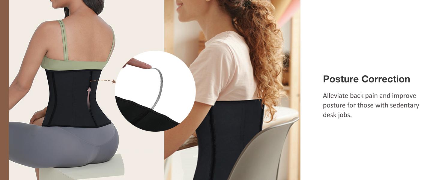 FeelinGirl Waist Cincher Corset for Women Compression Shapewear Hook Latex Waist Trainer Latex XXS-6XL Fit Soft Underwear Comfort  Spaghetti Strap