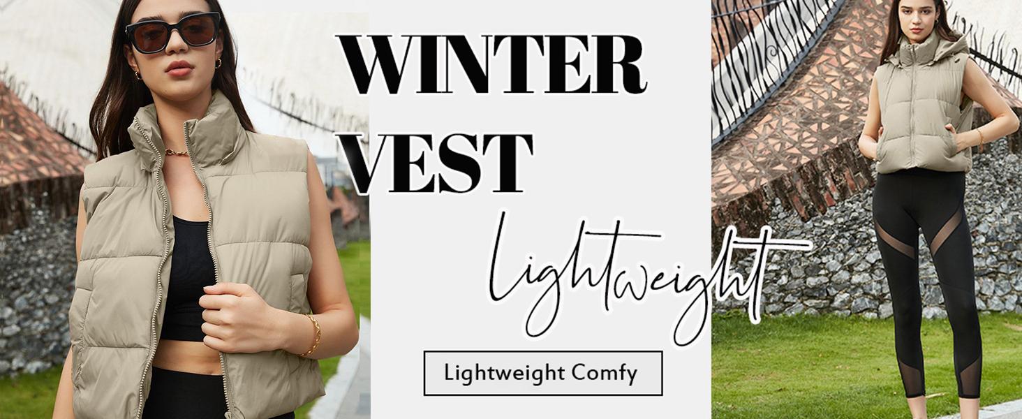 Kingapril Women's Cropped Puffer Vest Winter Hooded Zip-Up Quilted Padded Sleeveless Warm Gilet with Pockets