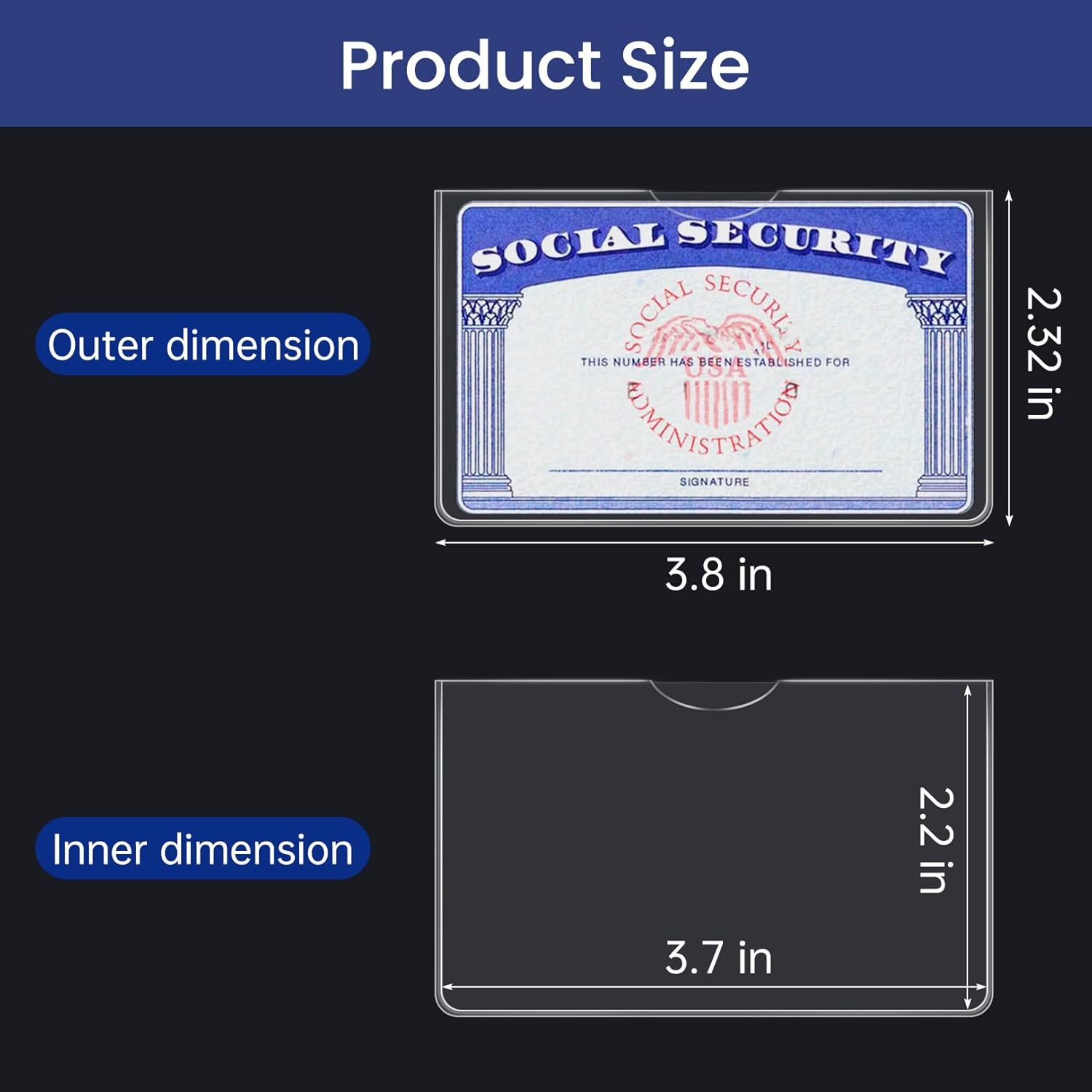 10 Pack Social Security Card Protector, 24 Mil Thick Card Protector Sleeves, Protective Credit Card Sleeve, Clear Card Sleeves, Perfect Fit for Social Security, Medicare, Credit, Business Card