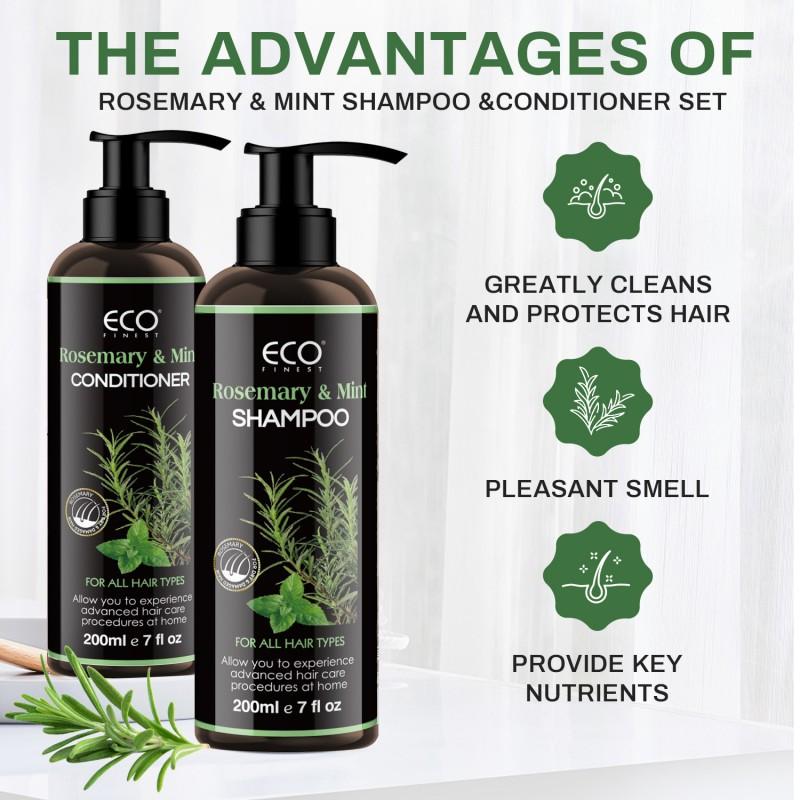 ECO Rosemary & Mint Shampoo & Conditioner Set Hair Strengthening, Scented Reduce Frizz and Add Shine nourishes hair cute valentines day gifts