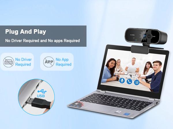 ONE LIFE 720P Full HD Webcam with Noise-Canceling Microphone Adjustable FOV Zoom USB HD Computer Camera for Corporate Video Conferencing & Calls