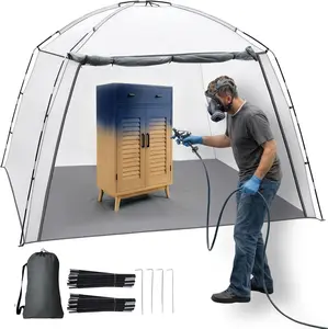 VOXOR Portable Paint Booth Tent, Large 10 x 6 x 6.6 ft Spray Paint Tent with Built-in Floor & Mesh Screen & Windproof Stakes, Spray Paint Shelter for Furniture DIY Hobby Tool, Overspray Paint Room
