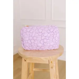 Flora Pop Puffer Cosmetic Bag in Dusty Purple