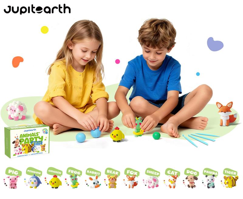 12 Animal/Dessert Themed Party Foam Clay Sets, Kids' Air-Dried Clay, Super Lightweight Modeling Clay Kits, DIY Art and Family Party Gifts, Suitable for Boys and Girls, Ideal Crafted Christmas Gifts