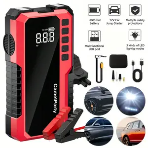 LED light portable 4000A battery starter car emergency start power supply, with 150PSI pump 15000mAh, suitable for women's jumper wires