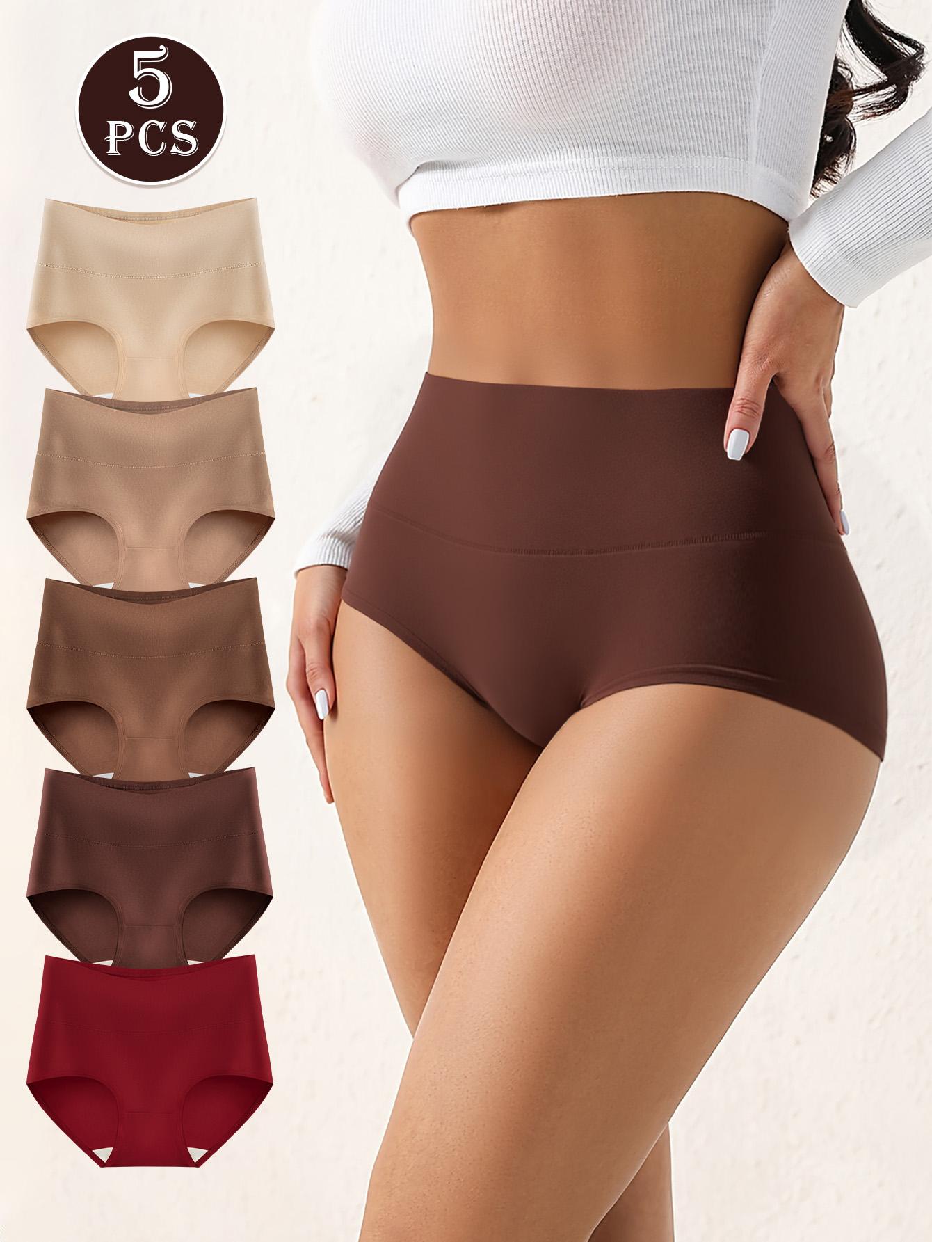 HOTCOM Women’s Matching High-Waist Cotton Panties – Smooth Seamless Full-Coverage Everyday Womenswear (4/5-Pack)