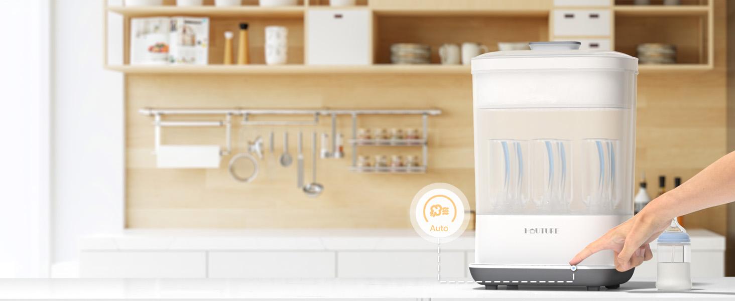 HAUTURE Baby Bottle Sterilizer, 6-in-1  Bottle Sterilizer and Dryer, Electric Steam Bottle Sanitizer for Baby stuffs and Baby Bottles, Mom's Best Choice