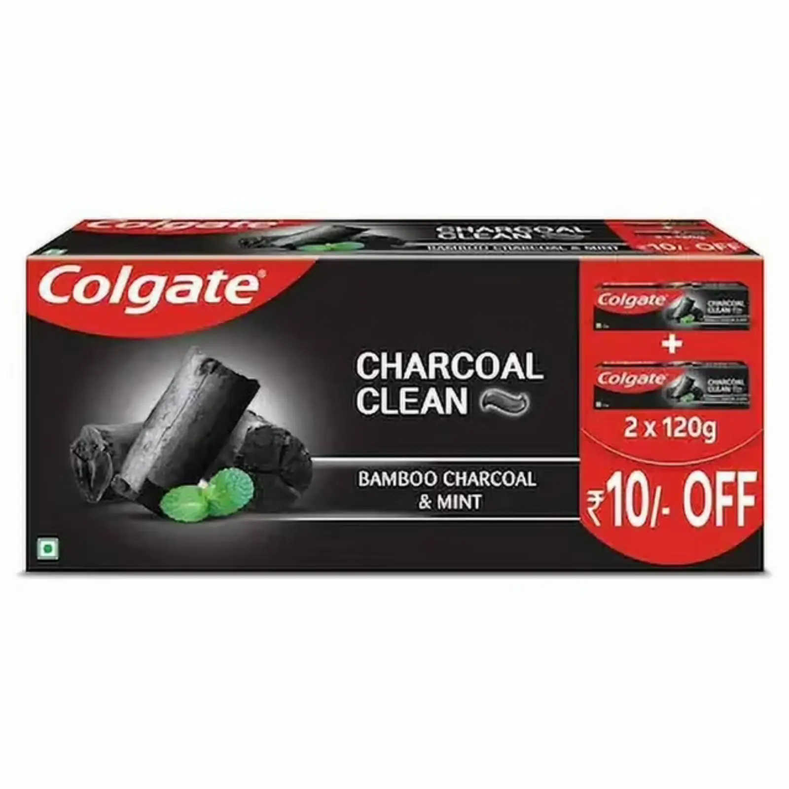Colgate Charcoal Clean 240g (120g x 2) Value Pack Black Gel Toothpaste with Bamboo Charcoal for Effective Oral Care Drug-Free Saline Grape Luxury