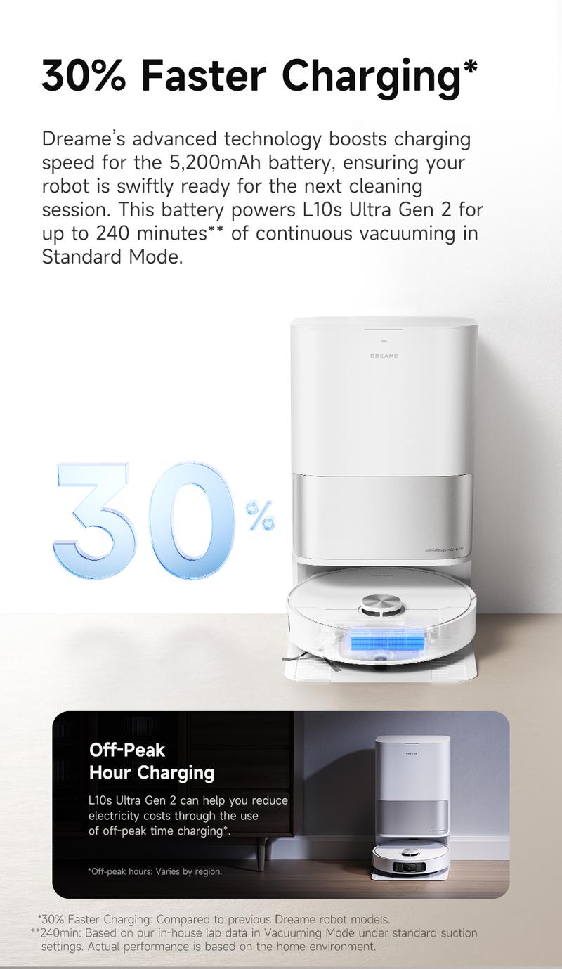 DREAME L10s Ultra Gen2 Robot Vacuum and Mop Combo 10000Pa Suction AI Navigation Auto Mop Cleaning Self Refilling Base for 60 Days Cleaning