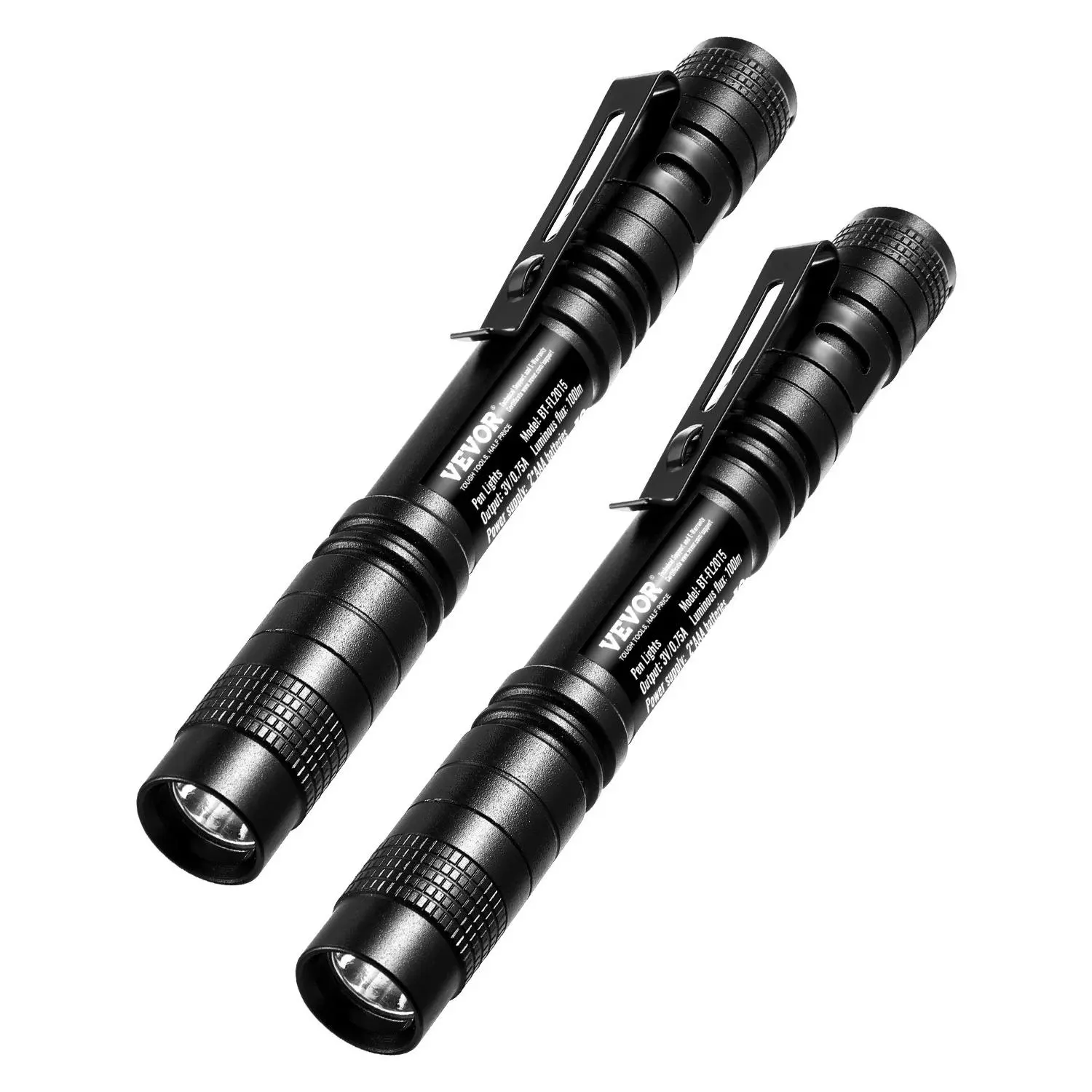【Summerfinds】VEVOR 2-Pack Emergency LED High Lumens Flashlights, 100-Lumen Pen Light with Clip, IPX4 Waterproof Compact Lightweight Pocket Flashlight for Work, Inspection, Mechanics, Emergency Led Flashlight