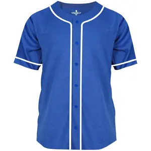 Exxact Sports Blank Baseball Jersey Men, Full Button Down Plain Baseball Jersey, Sports Uniforms Men Women Jersey (Royal Blue) Baseball Jersey for Fans