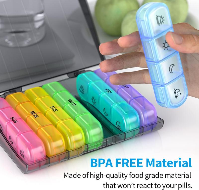 Pill Organizer 7 Day 4 Times a Day, Large Daily Travel Pill Box Case for Pills, Vitamins, Fish Oils, Supplements (Black) Pill Organizer 7 Day 4 Times a Day, Large Daily Travel Pill Box Case for Pills, Vitamins, Fish Oils, Supplements (Black)