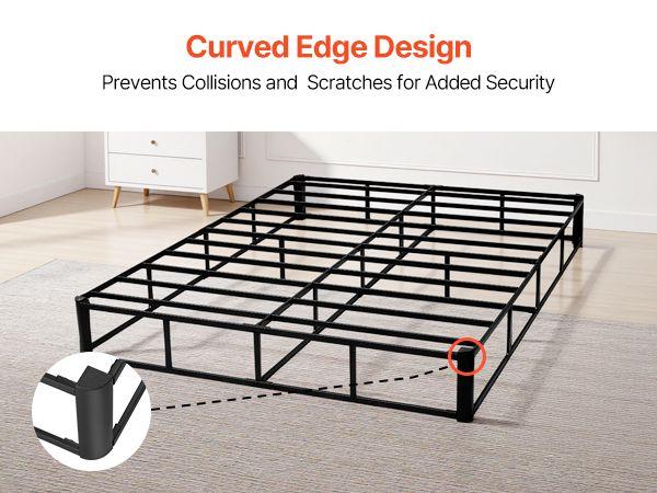 VEVOR Box Spring, Queen Size Bed Frame with Washable Fabric Cloth, Heavy Duty Metal Frame for Queen Bed, 9 in Mattress Foundation, 3500 lbs Max Weight Capacity, Easy Assembly, 79.1L x 59.6W x 9.1H in