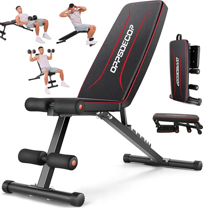 OPPSDECOR Adjustable Weight Bench - Fast Folding Workout Equipment for Full Body, Resistance & Leg Training, Home Gym Exercise Equipment, Ideal Gift for Father's Day, Christmas