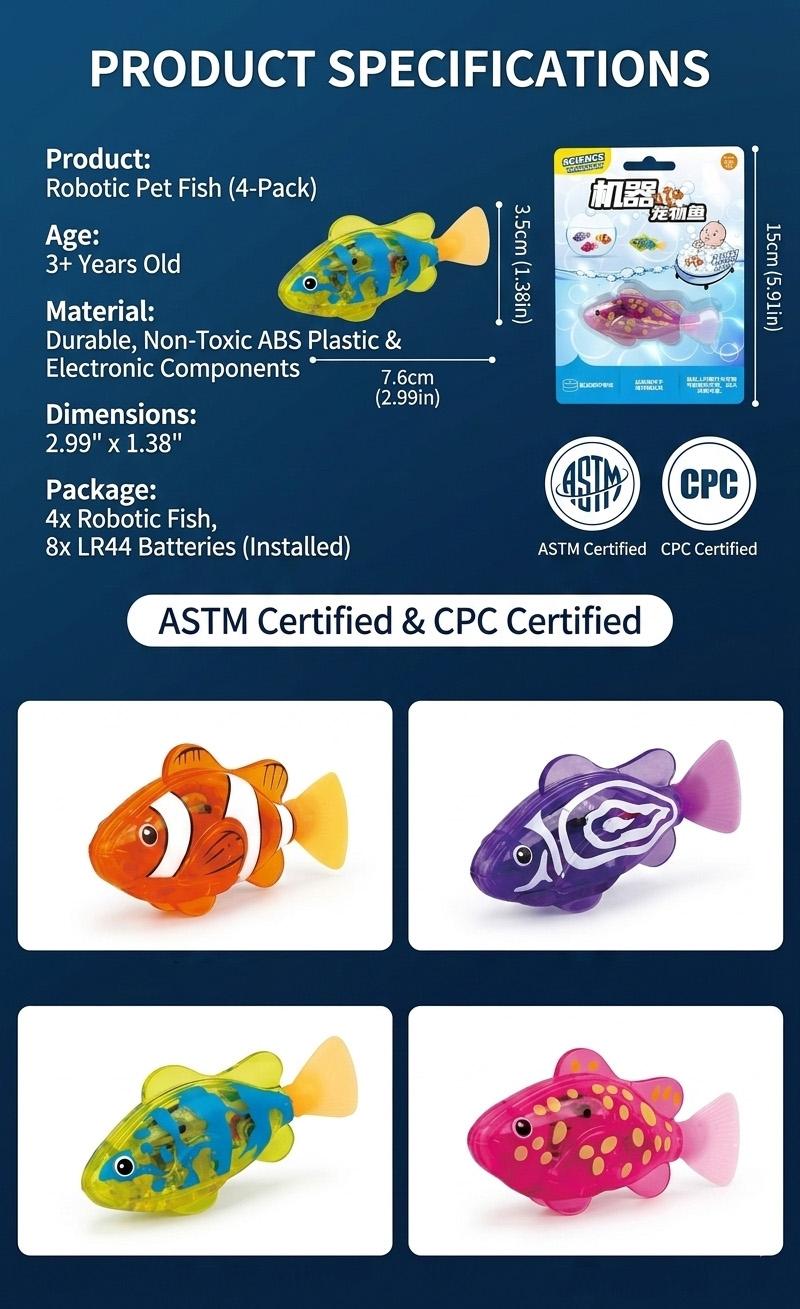 Make Bath Time a Splash! Magic Glowing Swimming Fish - Interactive Water-Activated Robot Toy for Kids, Perfect Gift for Babies & Toddlers