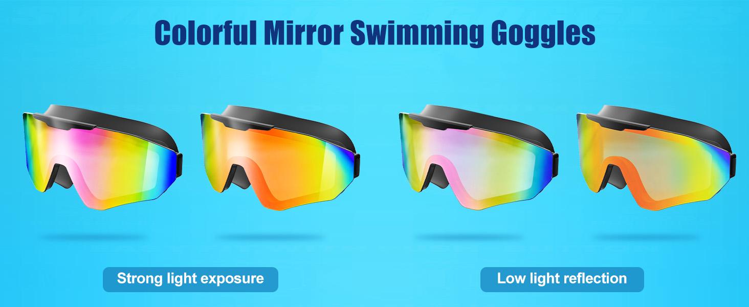 Viyawise Swim Goggles for Adults & Kids - Anti-Fog Full-Coverage, 3-Color UV Lens, Waterproof Earplugs & Nose Clip, Fit Outdoorfun