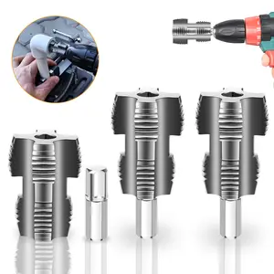 3Pcs PVC Pipe Threader Tool Kit - 1/2" 3/4" 1"Reusable Round Dies 4/6 Point Water Pipe Threader,Internal and External Threader Set,for Home Renovation DIY Projects