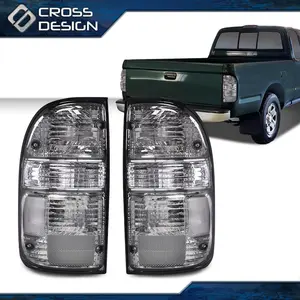 CROSSDESIGN Rear Tail Light Brake Lamps Smoke Fit For Toyota Tacoma 01-04 Pickup Left&Right