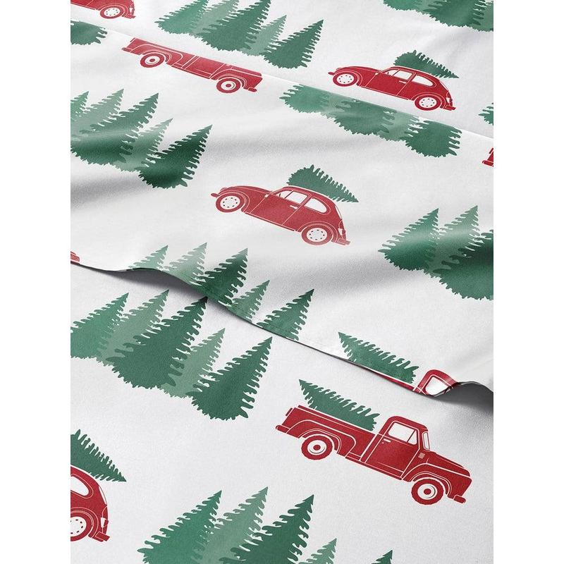 CGK Holiday 4-Piece Sheet Set – Soft Microfiber Bedding, Deep Pocket Wrinkle-Free Festive Christmas Sheets, Trees, Candy Canes, Reindeers