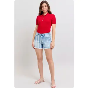 JUDY BLUE American Pride Stars and Stripes Frayed Hem Shorts