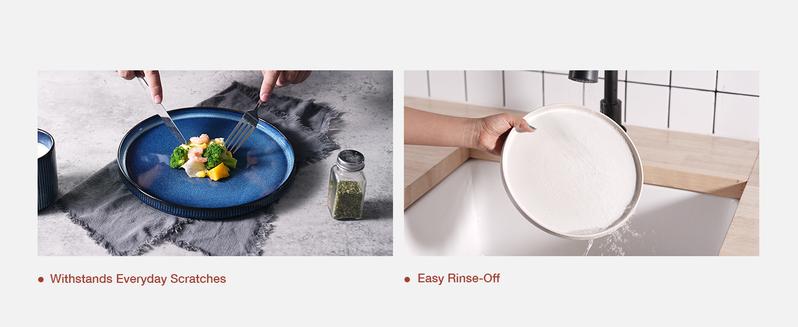 Famiware Star 12 Piece Dinnerware Sets, Plates and Bowls Set For 4, Double Reactive Glaze Dishwasher Safe and Microwave Safe