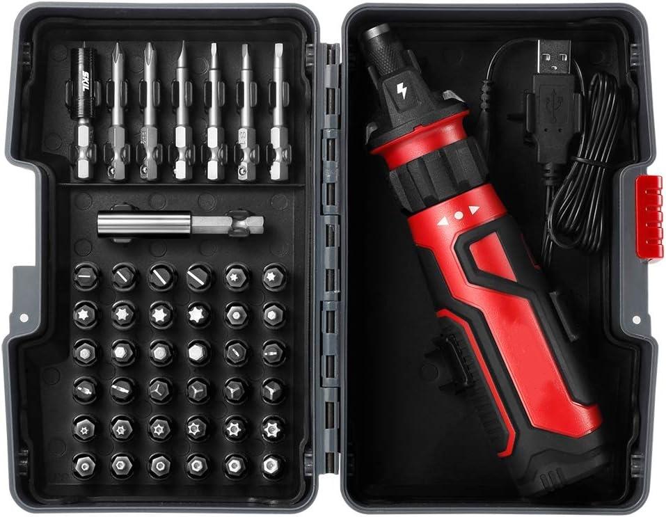 45pcs Bit Set Screwdriver tool set Rechargeable 4V Cordless Screwdriver with Circuit Sensor Technology Includes, USB Charging Cable, Carrying Case