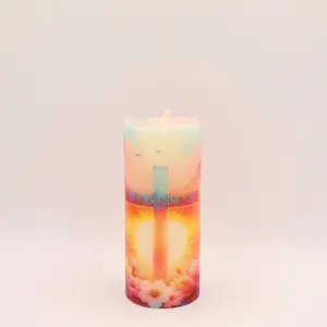 Easter candle, Easter home decor, He is risen, flameless candle with remote option,