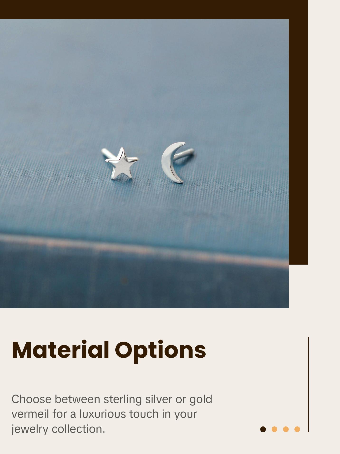 Star and Moon Stud Earrings