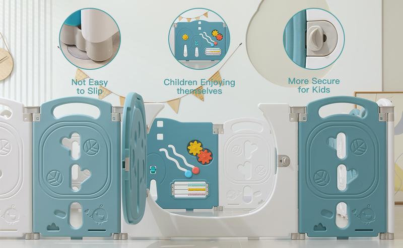 Baby Playpen,Foldable Playpen for Babies and Toddlers,Kids Activity Centre Safety Play Yard,Safety Gates for Indoor&Outdoor,Toddler Fence Play Area,Portable, Educational, 18 Panels