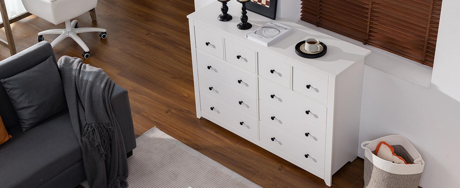 Raybee Furniture 5/6/10 Wood Drawers Dresser, Smooth Metal Rail & Chests of Drawers for Hallway & Bedroom Storage Organizer