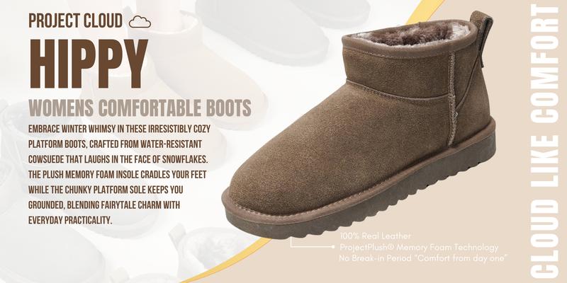Project Cloud Women's |  100% Genuine Suede Ankle Boots | Water Resistant | ProjectPlush | Lightweight | Non-Slip - Hippy