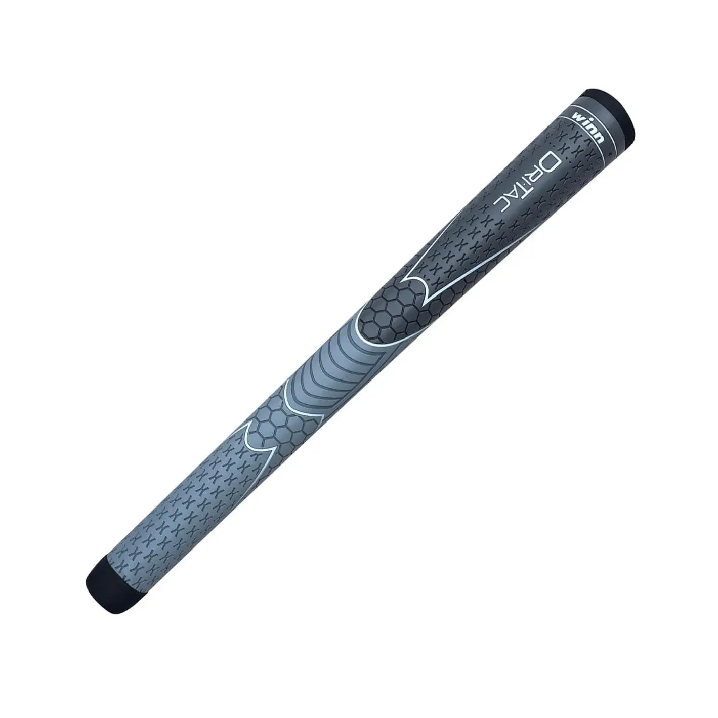 Winn Oversize Dri-tac Golf Grip - Darkgrey/silvergrey  Rubber Non-slip Cushioned Moisture-wicking Shock Absorption Avs Technology 1/8" 12" X 1" Club Grips