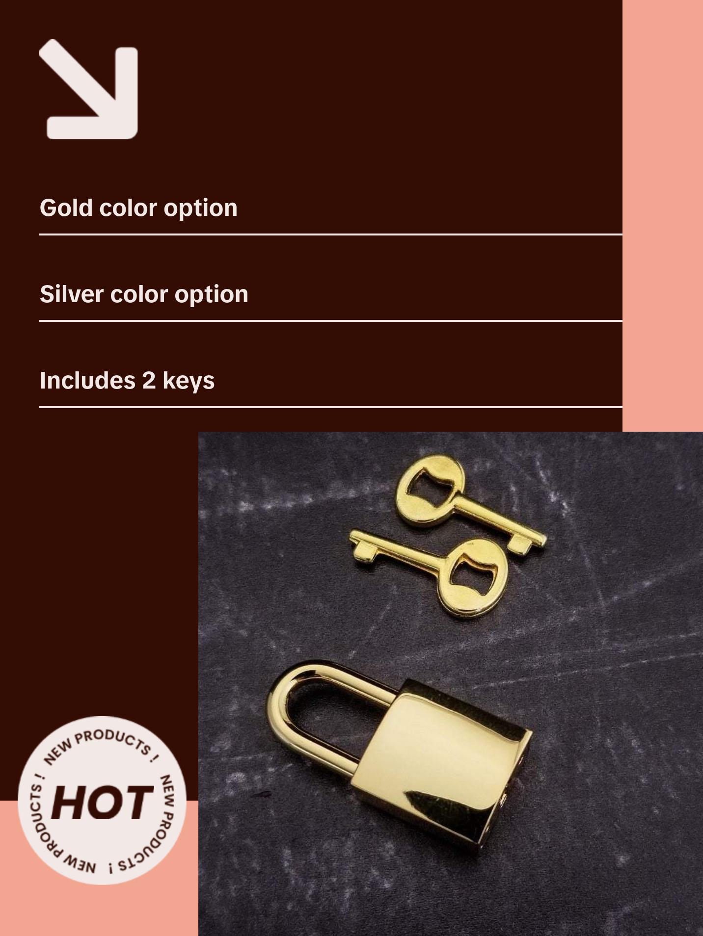 Rectangle Lock, 15mm Solid Area, 2 Keys, Gold/Silver Tone, Padlock and Keys