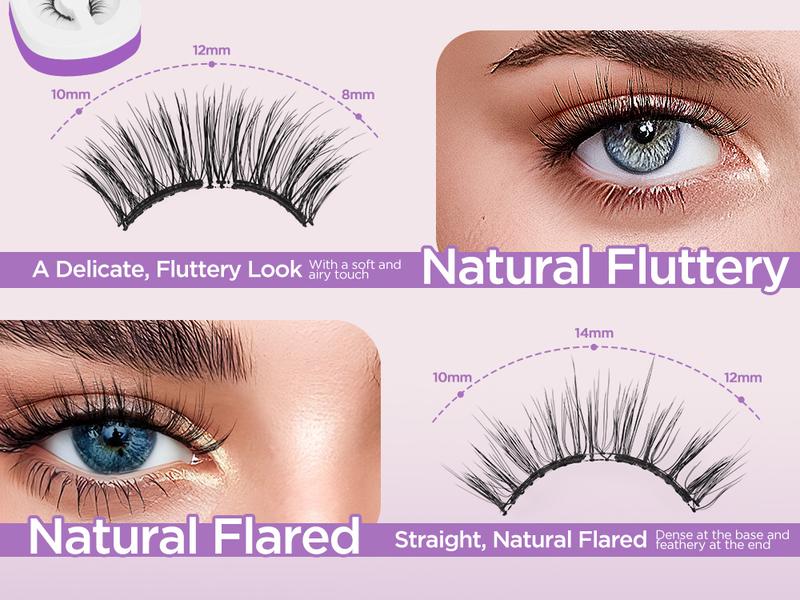 BEYELIAN Soft Magnetic Eyelashes No Glue & Eyeliner Needed Reusable Waterproof Natural Look Lashes Makeup Eyelashes Extensions Effortless Application Mix Length Gentle Removal Storage Cosmetic