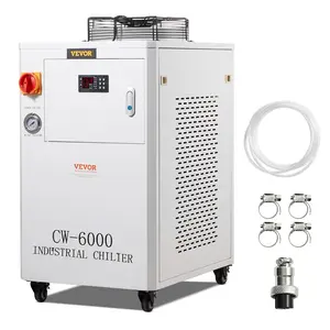 VEVOR Industrial Water Chiller,  , CW6000, 1500W Industrial Water Cooler Cooling System with Compressor 15L Water Tank Capacity 65 L/min Max Flow Rate, for CO2 Laser Engraving Machine Cooling Machine