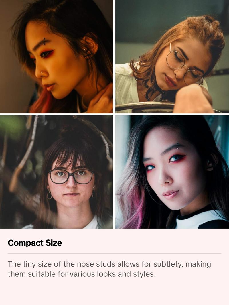 Cute Nose Rings for Women, Surgical Stainless Steel Nose Studs Women Men 20g Small Nose Rings Bone Studs, Hypoallergenic Real Nose Piercings Body Jewelry Bulk Unique Tiny