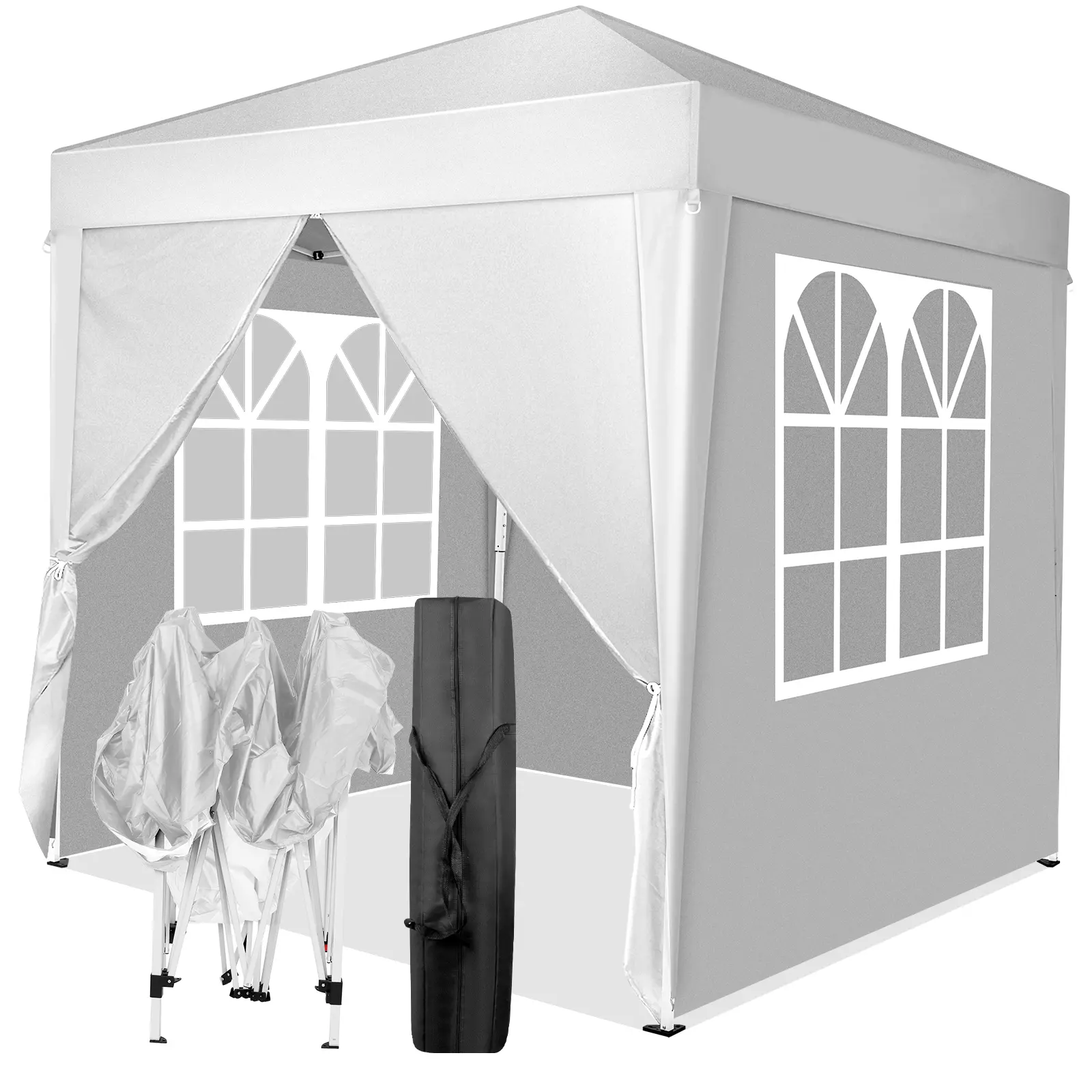6.5x6.5ft Pop Up Canopy Tent – Portable Folding Outdoor Gazebo with 4 Sidewalls, UV Waterproof Easy Up Shelter, White with Carry Bag, adventure, enthusiast